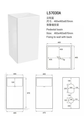 Китай Раковины ванной комнаты квадратного пола стоящие, керамический размер 465*465*870мм раковины ванной комнаты поставщик