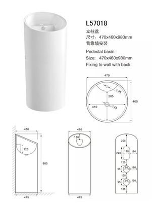 Китай Белые раковины ванной комнаты постамента цилиндра, глубина 120мм раковины постамента фарфора поставщик
